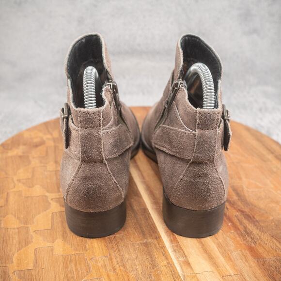 Born Jorgette Casual Ankle Booties Womens Size 6M Gray Nubuck Leather Zip Buckle - Picture 4 of 8